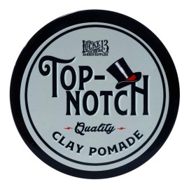 Lucky 13 Barber Supplies Top-Notch Clay Hair Pomade | Water-Based | High Hold | Matte Finish | Iced Noir Scent, 4oz