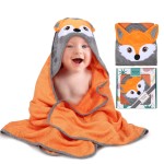 Munich Blue Toddler Bath Towel & Baby Bath Towels - Extra-Large, Plush, and Absorbent Toddler Towels - Cute Fox Face Design Vibrant Orange - Hooded Baby Towels, Soft Bamboo Viscose, Newborn Essential