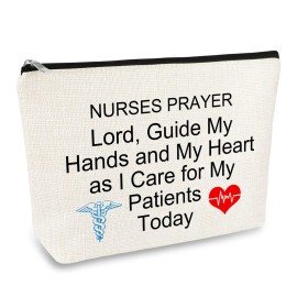 Nurse Prayer Gifts Makeup Bag Nursing Student Graduation Inspirational Gift for New Registered Nurse RN Christmas Birthday Present Nurses\' Week Cosmetic Bag Travel Zipper Toiletries Pouch