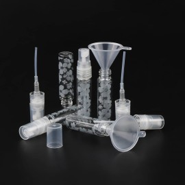 Newzoll 30Pcs Glass Spray Bottles Set, 5ml Empty Mini Sprayer Vials, Refillable Fine Mist Atomizer Tubes Containers for Essential Oil Perfume, Grey