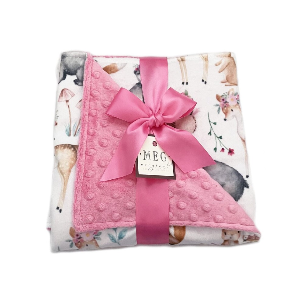 MEG ORIGINAL Baby Girl Blanket, Sweet Darlings, Woodland Animals Dual Thickness & Heavenly Soft Cuddle Stroller Blanket