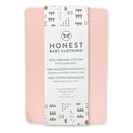 HonestBaby Unisex-Baby Fitted Crib Sheets Set Standard Mattress, 100% Organic Cotton Baby Boys, Girls, Neutral, 1 Pack - Jumbo Leaf Sage, One Size