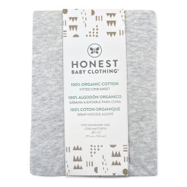 HonestBaby Unisex-Baby Fitted Crib Sheets Set Standard Mattress, 100% Organic Cotton Baby Boys, Girls, Neutral, 1 Pack - Sugar Swizzle, One Size