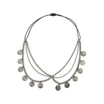 LUX ACCESSORIES Burnished-Silvertone Gypsy Style Coins Tassel Head Chain Head Piece Headbands