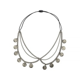 LUX ACCESSORIES Burnished-Silvertone Gypsy Style Coins Tassel Head Chain Head Piece Headbands