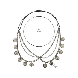 LUX ACCESSORIES Burnished-Silvertone Gypsy Style Coins Tassel Head Chain Head Piece Headbands