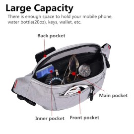 2 Packs Fanny Packs for Men and Women, Water Resistant Sports Waist Pack Bag Bum Bag for Travel Hiking Running (Black + Gray)