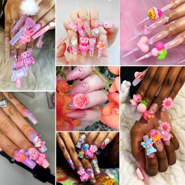 Mity Rain Slime Charms - 150pcs Kawaii Nail Decorations, 3D Flatback Resin Charms for Nail Art