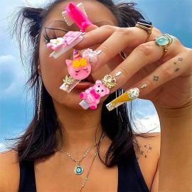 Mity Rain Slime Charms - 150pcs Kawaii Nail Decorations, 3D Flatback Resin Charms for Nail Art