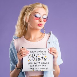 3 Pcs Good Friend Gifts Cosmetic Bag for Women Friendship Makeup Bag Travel Cases for Birthday Graduation Moving Away Christmas Bestie Soul Sister(Stylish Style)