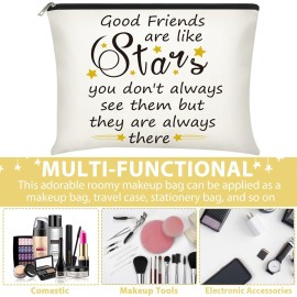 3 Pcs Good Friend Gifts Cosmetic Bag for Women Friendship Makeup Bag Travel Cases for Birthday Graduation Moving Away Christmas Bestie Soul Sister(Stylish Style)