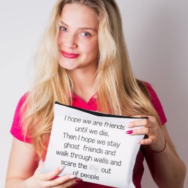 3 Pcs Good Friend Gifts Cosmetic Bag for Women Friendship Makeup Bag Travel Cases for Birthday Graduation Moving Away Christmas Bestie Soul Sister(Trend Style)