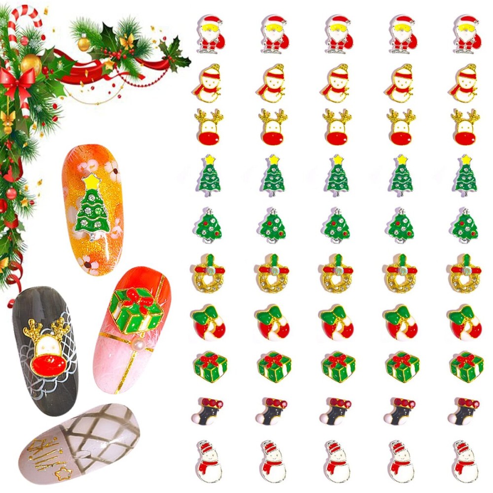 SILPECWEE 50 Pieces Christmas Nail Charms 3d Nail Art Charms Nail Jewels Nail Studs Nail Rhinestone Snowman Elk Holiday Nail Decoration Kit SILPECWEE 50 Pieces Christmas Nail Charms 3d Nail Art Charms Nail Jewels Nail Studs Nail Rhinestone Snowman Elk Holiday Nail Decoration Kit