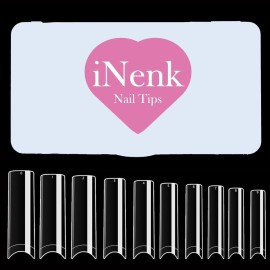 INENK Flattened No C Curve XXL Square Nail Tips, Clear Half Cover Tapered Square Straight Nail Tips Flat for Acrylic Nails Salons and DIY with a Box(500Pcs 10Sizes) INENK Flattened No C Curve XXL Square Nail Tips, Clear Half Cover Tapered Square Straight Nail Tips Flat for Acrylic Nails Salons and DIY with a Box(500Pcs 10Sizes)