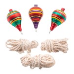 Spinning Top Trompo - 3-Pack Wood Carved Spinning Tops - Sturdy Steel Point for Enhanced Stability - Ideal for Beginners and Intermediates - Trompos de Mexico de Madera