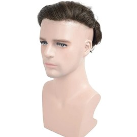 LLWear Toupee for Men Human Hair Mens Hair Pieces 0.06mm Soft Thin Skin Single Knotted Natural Wavy Men\'s Hair Replacement System with 8X10 Inch Cap 3(Brown Color) LLWear Toupee for Men Human Hair Mens Hair Pieces 0.06mm Soft Thin Skin Single Knotted Natural Wavy Men\'s Hair Replacement System with 8X10 Inch Cap 3(Brown Color)