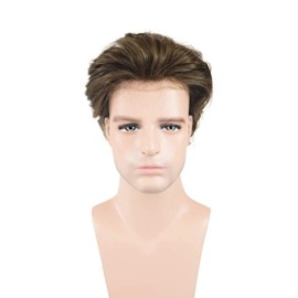 LLWear Toupee for Men Human Hair Mens Hair Pieces 0.06mm Soft Thin Skin Single Knotted Natural Wavy Men\'s Hair Replacement System with 8x10 Inch Cap 4(Light Brown Color) LLWear Toupee for Men Human Hair Mens Hair Pieces 0.06mm Soft Thin Skin Single Knotted Natural Wavy Men\'s Hair Replacement System with 8x10 Inch Cap 4(Light Brown Color)