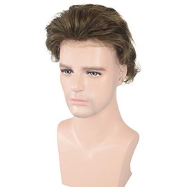 LLWear Toupee for Men Human Hair Mens Hair Pieces 0.06mm Soft Thin Skin Single Knotted Natural Wavy Men\'s Hair Replacement System with 8x10 Inch Cap 4(Light Brown Color) LLWear Toupee for Men Human Hair Mens Hair Pieces 0.06mm Soft Thin Skin Single Knotted Natural Wavy Men\'s Hair Replacement System with 8x10 Inch Cap 4(Light Brown Color)