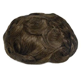 LLWear Toupee for Men Human Hair Mens Hair Pieces 0.06mm Soft Thin Skin Single Knotted Natural Wavy Men\'s Hair Replacement System with 8x10 Inch Cap 4(Light Brown Color) LLWear Toupee for Men Human Hair Mens Hair Pieces 0.06mm Soft Thin Skin Single Knotted Natural Wavy Men\'s Hair Replacement System with 8x10 Inch Cap 4(Light Brown Color)