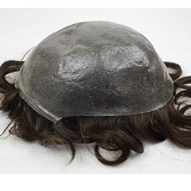 LLWear Toupee for Men Human Hair Mens Hair Pieces 0.06mm Soft Thin Skin Single Knotted Natural Wavy Men\'s Hair Replacement System with 8x10 Inch Cap 4(Light Brown Color) LLWear Toupee for Men Human Hair Mens Hair Pieces 0.06mm Soft Thin Skin Single Knotted Natural Wavy Men\'s Hair Replacement System with 8x10 Inch Cap 4(Light Brown Color)