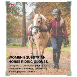 Thapower Women Horse Riding Gloves Winter Equestrian Horseback Gloves Lady Youth Girl Outdoor Star Pattern Mitts Perfect for Biking Cycling Gardening