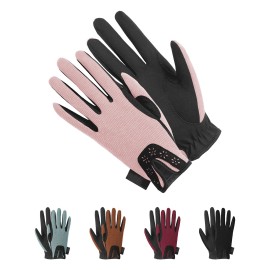 Thapower Horse Riding Gloves Women Equestrian Riding Gloves Ladies Youth Girls Flower Pattern Horseback Leather Gloves Summer Winter Outdoor Sports Mittens