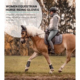 Thapower Horse Riding Gloves Women Equestrian Riding Gloves Ladies Youth Girls Flower Pattern Horseback Leather Gloves Summer Winter Outdoor Sports Mittens