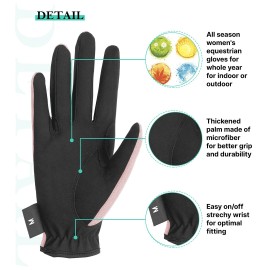 Thapower Horse Riding Gloves Women Equestrian Riding Gloves Ladies Youth Girls Flower Pattern Horseback Leather Gloves Summer Winter Outdoor Sports Mittens