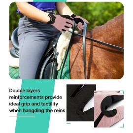Thapower Horse Riding Gloves Women Equestrian Riding Gloves Ladies Youth Girls Flower Pattern Horseback Leather Gloves Summer Winter Outdoor Sports Mittens