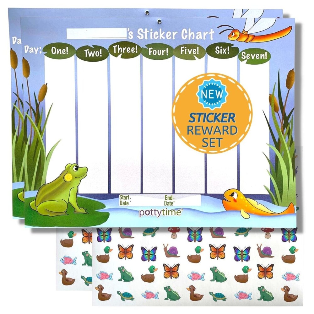Potty Training Sticker Chart | Includes 4-Weekly Charts + 144 Adorable Themed Stickers | USA Made from The Creators of The Original Potty Watch (Pond)