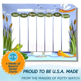 Potty Training Sticker Chart | Includes 4-Weekly Charts + 144 Adorable Themed Stickers | USA Made from The Creators of The Original Potty Watch (Pond)