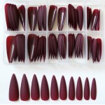 LoveOurHome 100pc Stiletto Press on Nails Long Fake Nails Matte Stiletto Nails Press ons Nail Burgundy Artificial Fingernails Long Pointy False Nails Full Cover Acrylic Nail Tips for Women Girls