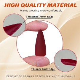 LoveOurHome 100pc Stiletto Press on Nails Long Fake Nails Matte Stiletto Nails Press ons Nail Burgundy Artificial Fingernails Long Pointy False Nails Full Cover Acrylic Nail Tips for Women Girls LoveOurHome 100pc Stiletto Press on Nails Long Fake Nails Matte Stiletto Nails Press ons Nail Burgundy Artificial Fingernails Long Pointy False Nails Full Cover Acrylic Nail Tips for Women Girls