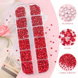 3600pcs Glass Red Nail Rhinestones 6 Sizes(1.8/2/2.4/2.8/3/4mm) Flatback Crystal Nail Charms Jewels Decoration for Nail Art and Crafting, Tweezer and Pickup Pen Included 3600pcs Glass Red Nail Rhinestones 6 Sizes(1.8/2/2.4/2.8/3/4mm) Flatback Crystal Nail Charms Jewels Decoration for Nail Art and Crafting, Tweezer and Pickup Pen Included