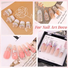 3600pcs Glass Transparent AB Nail Rhinestones 6 Sizes(1.8/2/2.4/2.8/3/4mm) Flatback Crystal Nail Charms Jewels Decoration for Nail Art and Crafting, Tweezer and Pickup Pen Included 3600pcs Glass Transparent AB Nail Rhinestones 6 Sizes(1.8/2/2.4/2.8/3/4mm) Flatback Crystal Nail Charms Jewels Decoration for Nail Art and Crafting, Tweezer and Pickup Pen Included