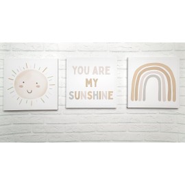 Kate & Milo Rainbow Canvas Artwork, Earth Tone Nursery Dcor, Gender Neutral Baby Wall Art, Set of 3
