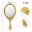 YUSONG Handheld Mirror with Handle, Hand Mirrors for Women Travel Small Vintage Purse Mirrors, Hand Held Compact Packet Mini Face Makeup for Girls Decorative Embossed Flower(Brass Gold) (Glod)