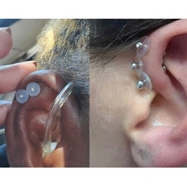 MODRSA Clear Disc Pads no Pull Plastic Piercing Disc for Piercing Bump Silicone Discs Silicone Piercing Disc Stabilize Earrings 16 Gauge