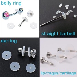 MODRSA Clear Disc Pads no Pull Plastic Piercing Disc for Piercing Bump Silicone Discs Silicone Piercing Disc Stabilize Earrings 16 Gauge