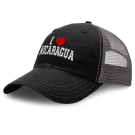 Richardson Trucker Mesh Hat I Love Nicaragua I Love Cotton Dad Hats for Men & Women Black Charcoal