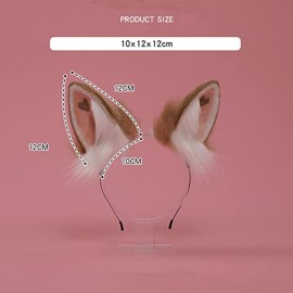 Faylay Plush Furry Rabbit Headwear with Cute Heart Imprint Artificial Bunny Ear Headband Simulation (3-Black)