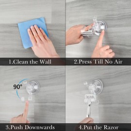 Linkidea 3 Pack Razor Holder for Shower, Wall Mounted Suction Cup Shaver Hanger Hooks for Bathroom, Compatible with Venus Platinum, Fusion 5 Proshield & Proglide, Mach 3 Classic