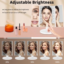 JAMIEWIN Lighted Makeup Mirror 3X/2X/1X Magnification 21 LED Trifold Vanity Mirror with Touch Sensor Dimming Portable Travel Mirror Best Xmas Gifts for Women Girls JAMIEWIN Lighted Makeup Mirror 3X/2X/1X Magnification 21 LED Trifold Vanity Mirror with Touch Sensor Dimming Portable Travel Mirror Best Xmas Gifts for Women Girls