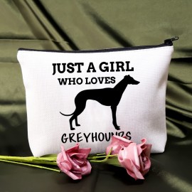 BDPWSS Greyhound Dog Lover Gifts: Just a Girl Who Loves Greyhounds Makeup Bag