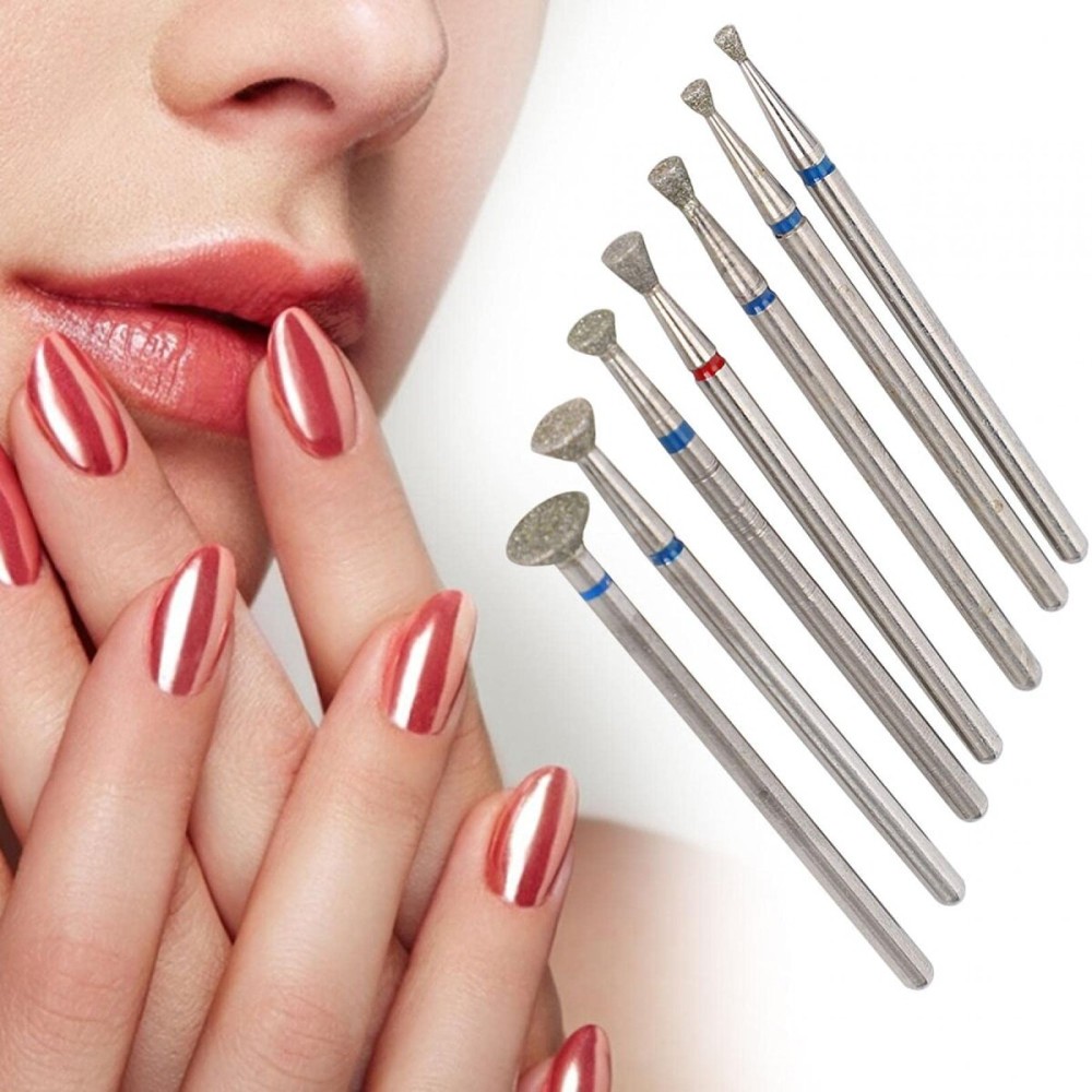 Ceramic Nail Drill Bits Set 7pcs 3/32 inch Carbide Nail Drill Bit for Remove Acrylic Gel Nails Cuticle Manicure Pedicure Electric Manicure Grinding Head Tool[03]