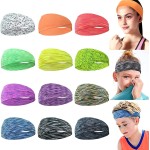 CLLOT 12 Colors Sweat Headbands Breathable Athletic Sweatbands Yoga Sports Headbands for Girls and Boys Soft Moisture Wicking Elastic Hairband for Girls and Teenagers Adults
