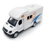 Mini Toy Camper RV Motorhome Toys for Boys Pull Back Diecast Model Car Recreational Vehicle Adventure with Furniture Roof and Side Door Open Childrens Vehicles Age 4 5 6 Kids Birthday Gifts, White
