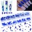 660Pcs Royal Blue Crystals Rhinestones Nail Art Flat Back Round Multi Sized Shapes Blue Gems Rhinestone Stones Beads for Nail Art DIY Jewelry Crafts Accessories