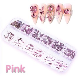 660Pcs Light Pink Rhinestones Crystals Gems Nail Art Flat Back Round Multi Sized Shapes Pink Gems Rhinestone Stones Beads for Nail Art DIY Jewelry Crafts Accessories 660Pcs Light Pink Rhinestones Crystals Gems Nail Art Flat Back Round Multi Sized Shapes Pink Gems Rhinestone Stones Beads for Nail Art DIY Jewelry Crafts Accessories