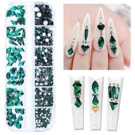 660Pcs Emerald Green Nail Rhinestones Crystals Nail Art Flat Back Round Multi Sized Shapes Green Gems Rhinestone Stones Beads for Nail Art DIY Jewelry Crafts Accessories 660Pcs Emerald Green Nail Rhinestones Crystals Nail Art Flat Back Round Multi Sized Shapes Green Gems Rhinestone Stones Beads for Nail Art DIY Jewelry Crafts Accessories